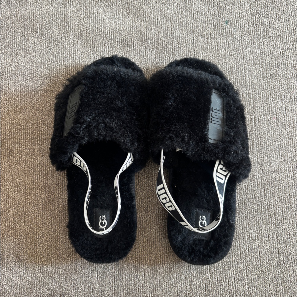 UGG Black Fluffy Footwear